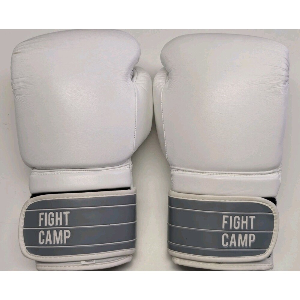 FIGHT CAMP 16 oz Adult M/L White/Gray Boxing Gloves Ring Fighting Sports Vinyl